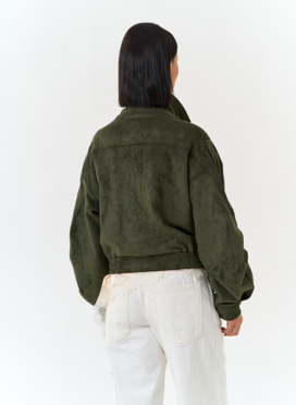 Женская куртка бомбер из эко замши 