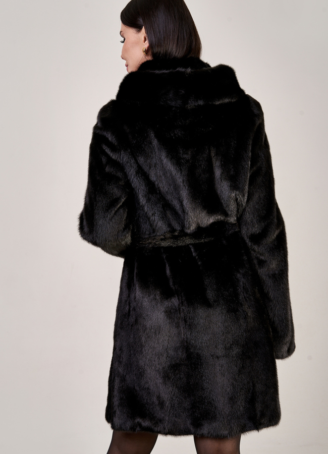 Норковая шуба прямого силуэта на поясе модель № S-847 в кредит