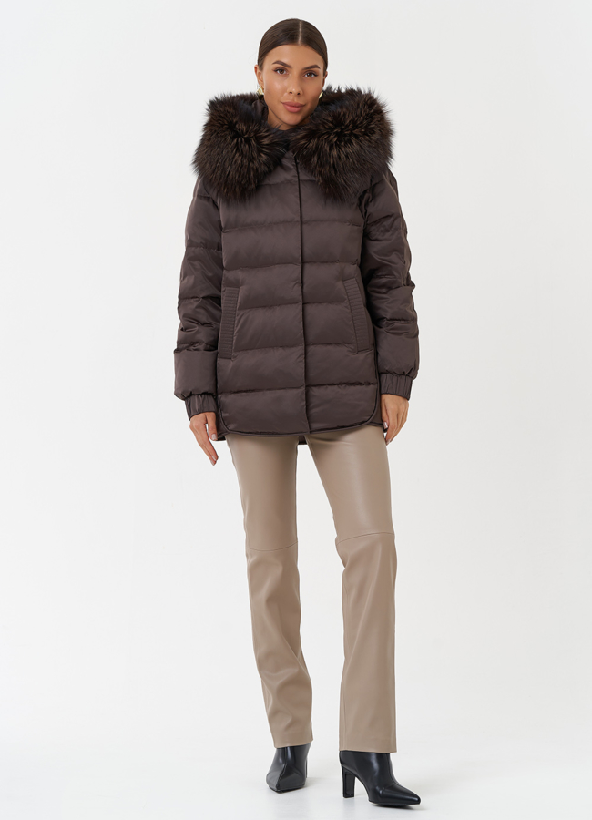 Куртка с капюшоном из чернобурки модель № 28861 в кредит