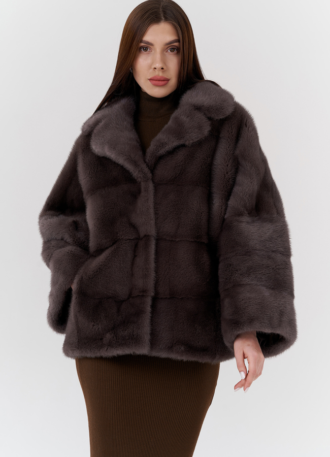 Куртка из норки с английским воротником  модель № 24227 универмаг малина