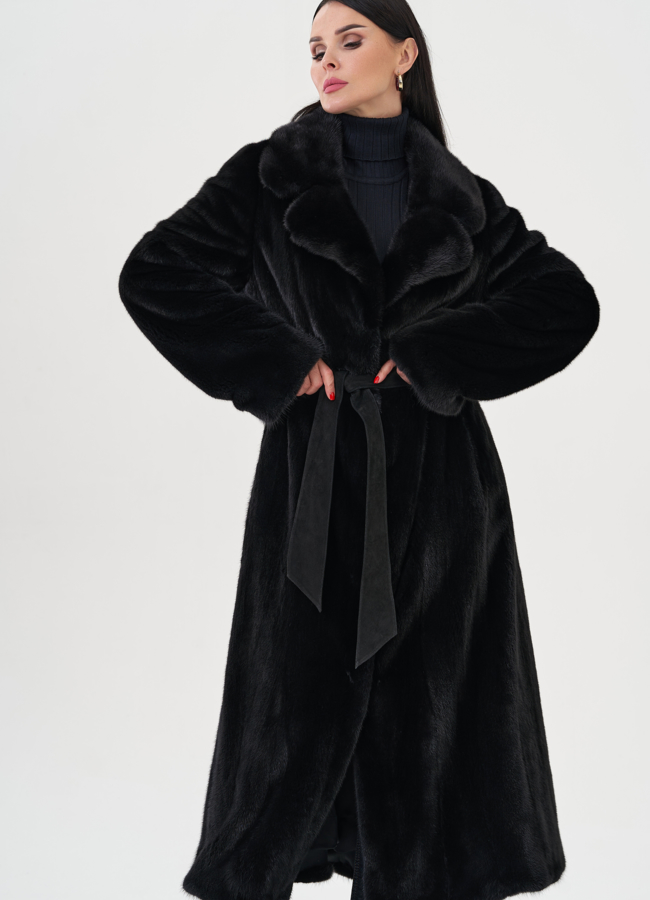 Шуба из меха норки с английским воротником модель № 24721 универмаг малина