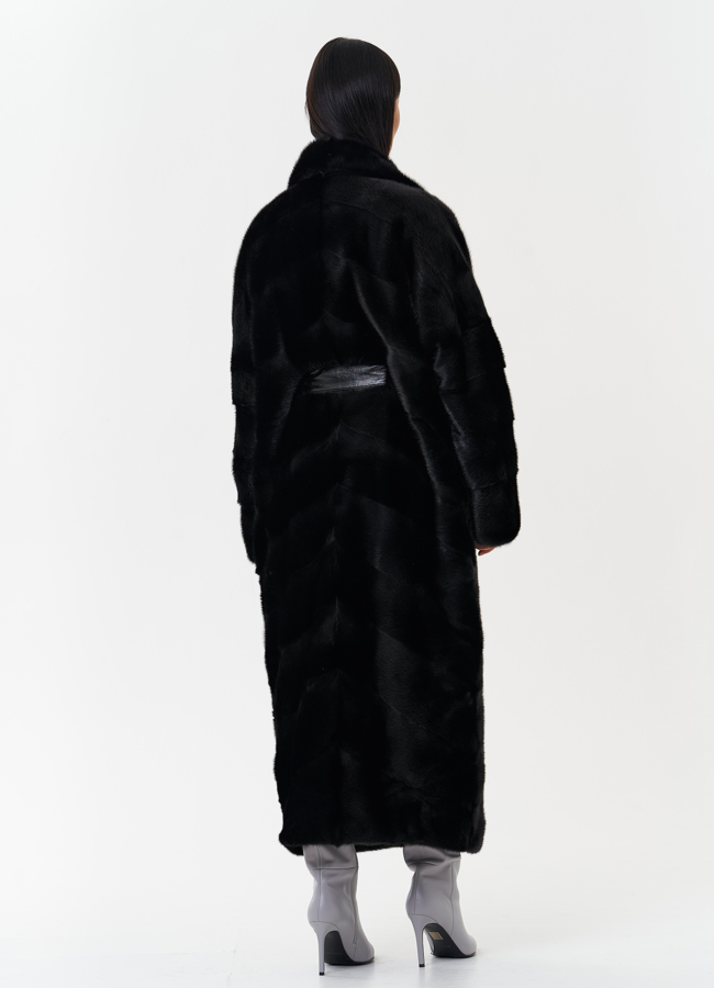 Длинная женская шуба из меха норки модель № 27593 универмаг малина