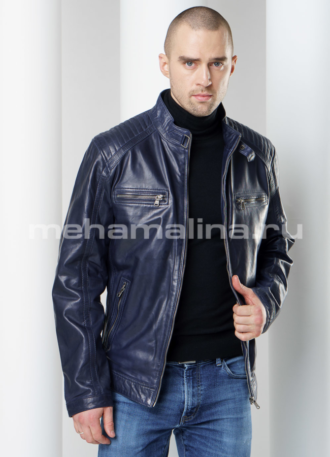 Мужская кожаная куртка модель № KP-221 универмаг малина