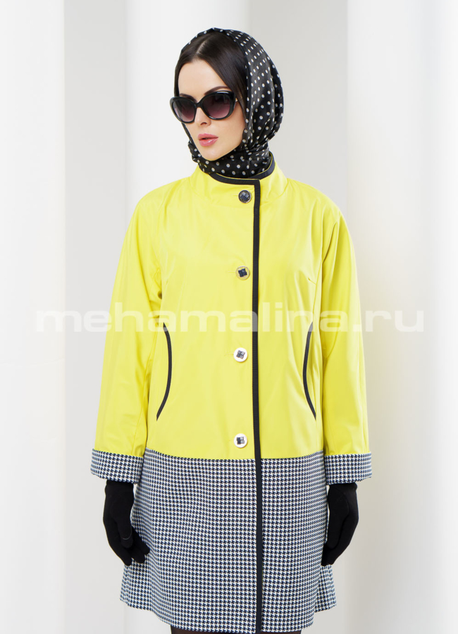 Плащ на пуговицах модель № BP-37 меха малина