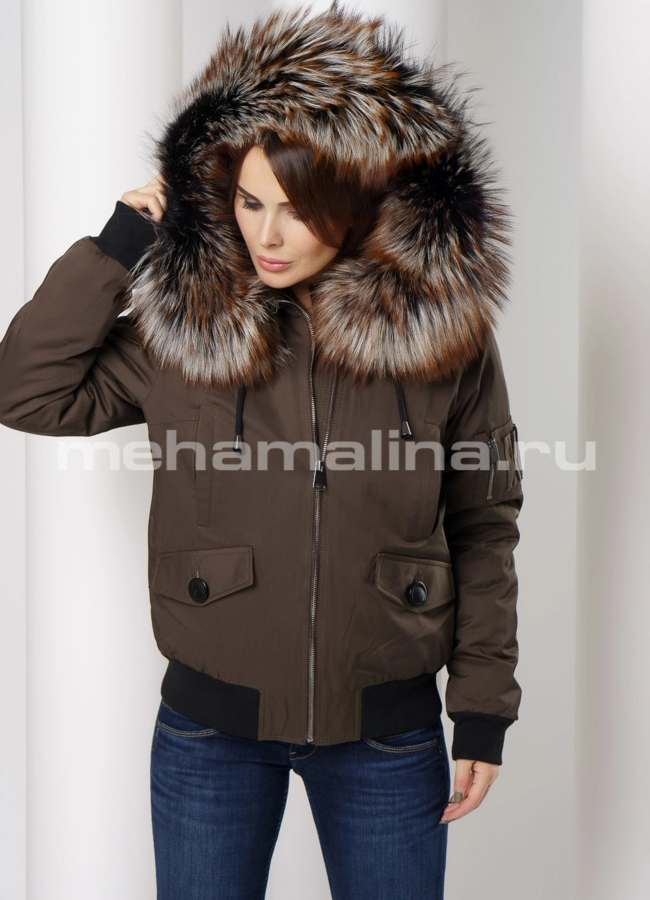Парка модель № П-296 меха малина