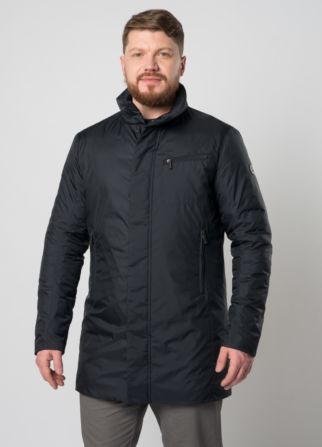 Плащ мужской утепленный синего цвета модель № BAROLO в рассрочку