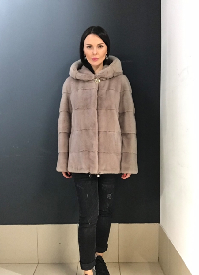 Шуба из греческой норки модель № SP/85 меха малина