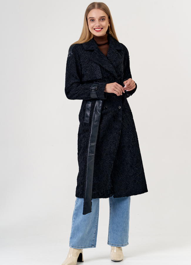 Утепленное пальто из искусственного меха модель № 21498 в кредит