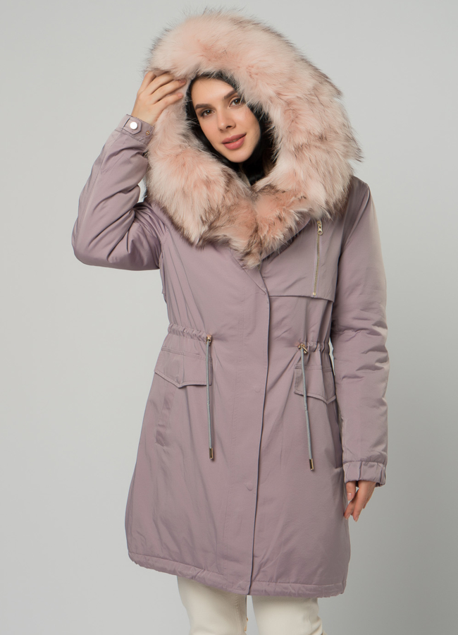Парка с мехом из енота модель № 73392 универмаг малина