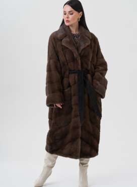 Норковая шуба с английским воротником 