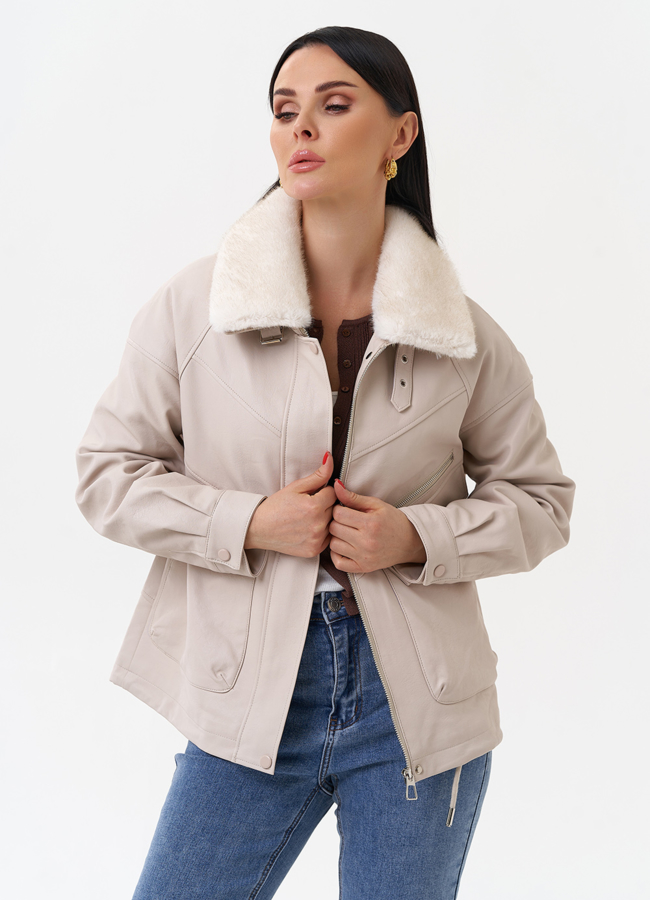 Демисезонная куртка из эко материалов модель № 2180 универмаг малина