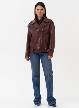 Женская косуха бордового цвета Женская косуха бордового цвета