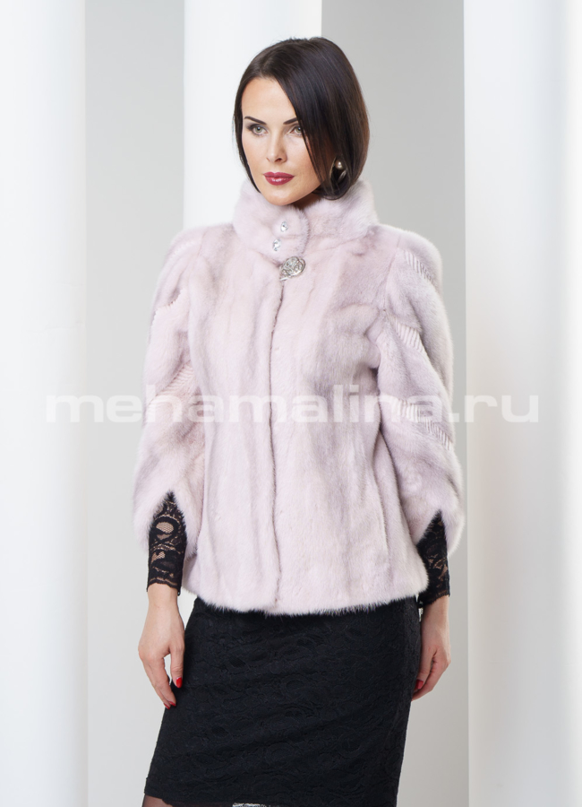 Шуба из норки укороченная модель № S-330 меха малина
