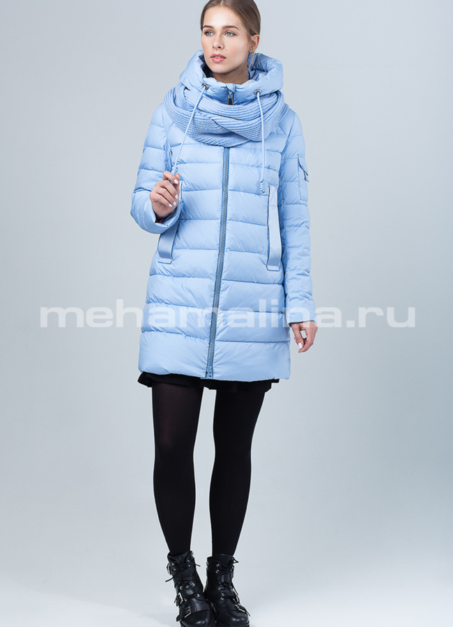 Пуховик зимний женский модель № П-234 меха малина