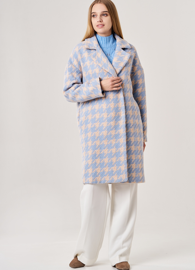 фото Женское пальто голубого цвета  модель № T4F W9811