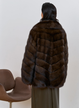 Женская шуба из соболя с воротником шаль