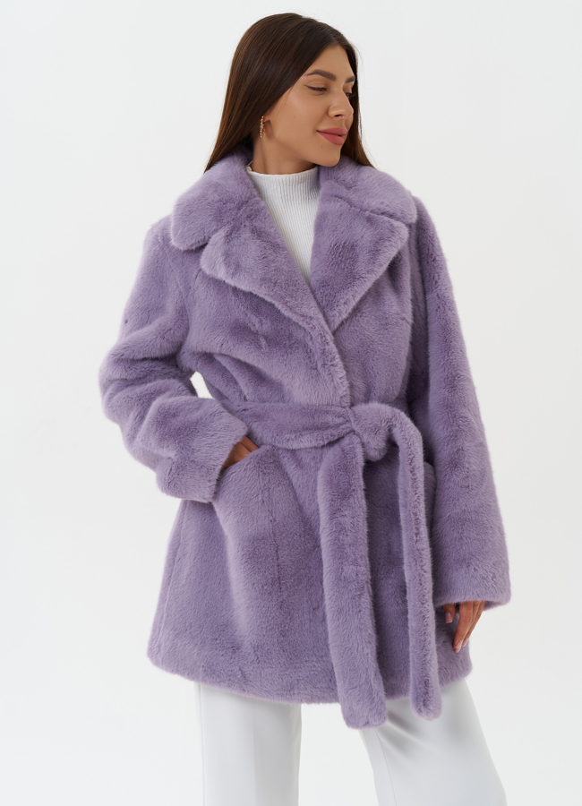 Укороченное пальто из эко меха  модель № 27786 в кредит