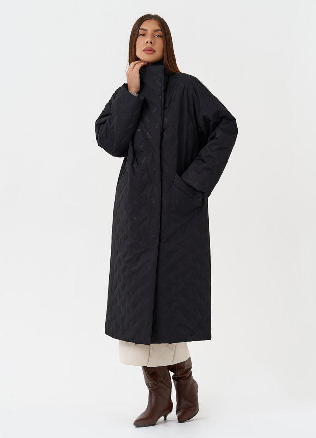 Женское стеганое пальто с поясом модель № 28460 в рассрочку