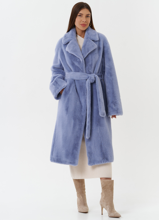 Пальто из эко меха с английским воротником модель № 27723 в кредит