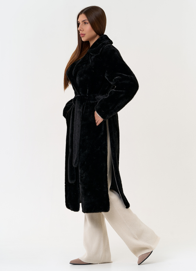 фото Женское пальто из эко меха с декоративными молниями модель № 31217 фото Женское пальто из эко меха с декоративными молниями модель № 31217