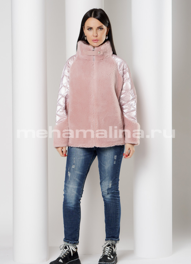 фото Укороченная шуба на молнии, воротник стойка модель № 1968