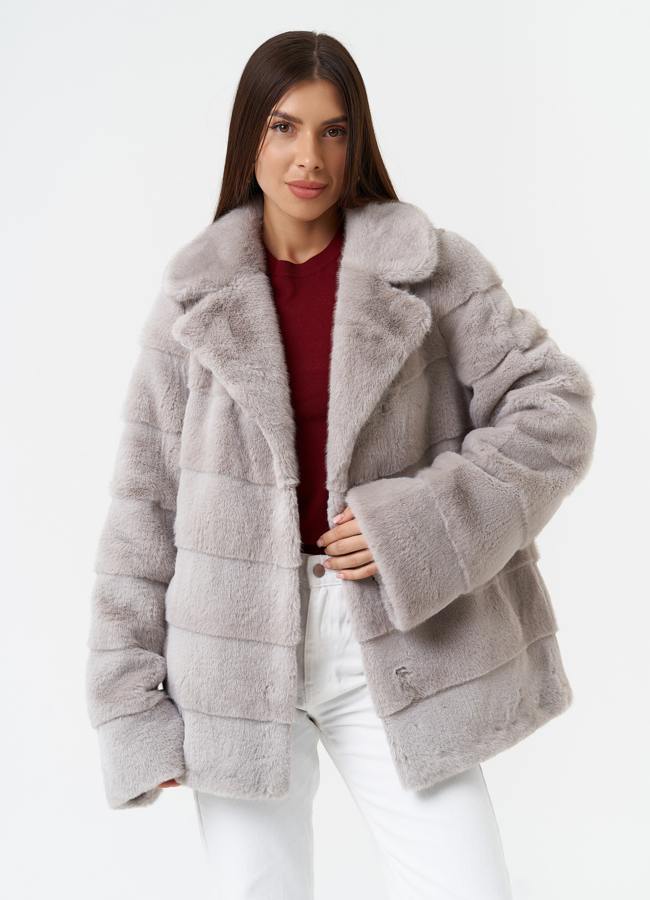 Шуба из эко меха с поясом модель № 27713 универмаг малина