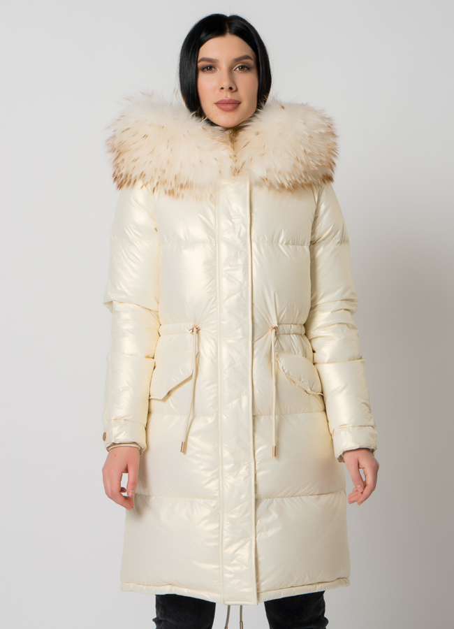 Парка- пуховик белого цвета модель № 75734 универмаг малина