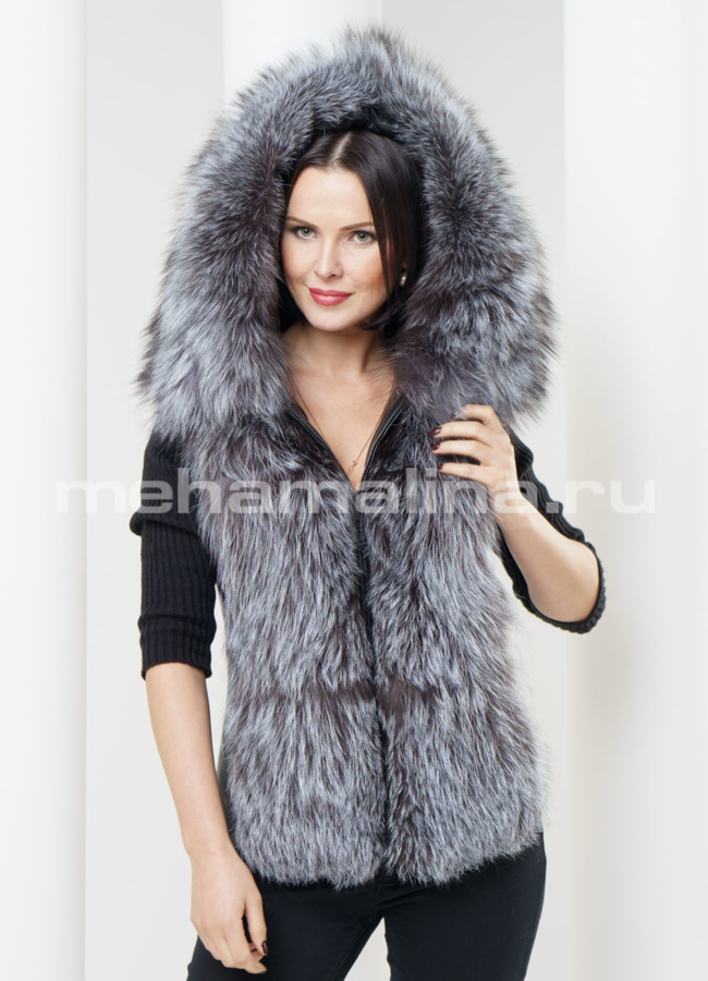 Женская кожаная куртка с чернобуркой модель № K-262 в рассрочку