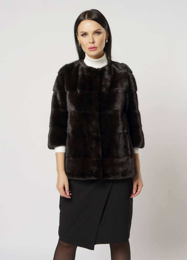 Норковая шуба трансформер в цвете махагон модель № 2105 универмаг малина