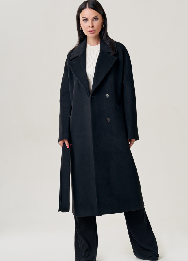 фото Пальто женское черного цвета  модель № 22959