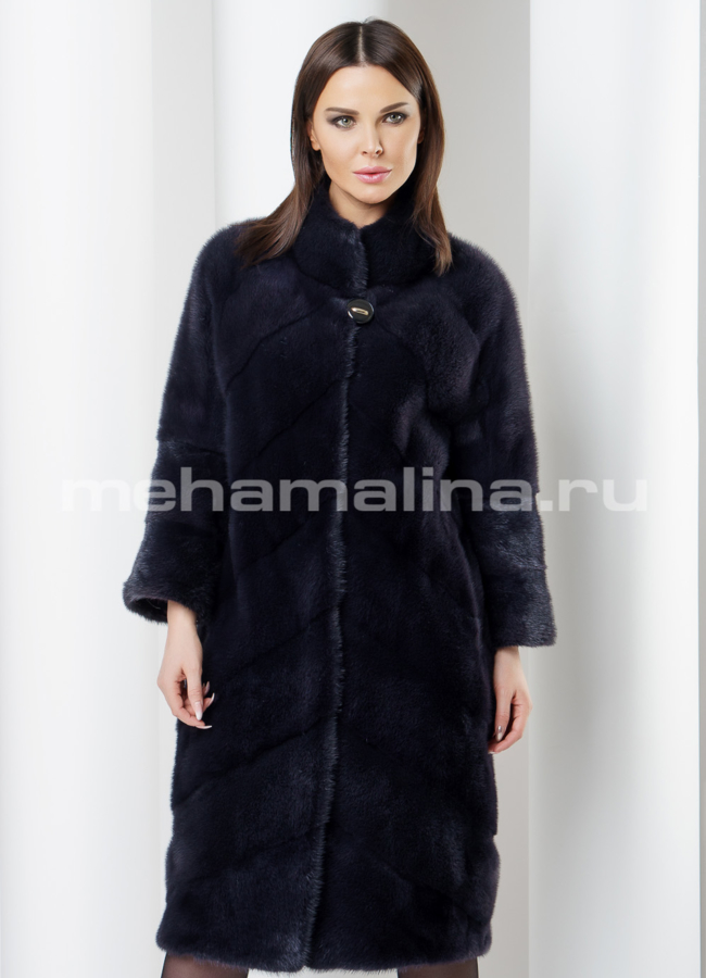 Шуба из норки  модель № S-557 меха малина