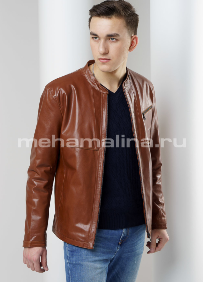 Мужская куртка модель № KP-173 меха малина