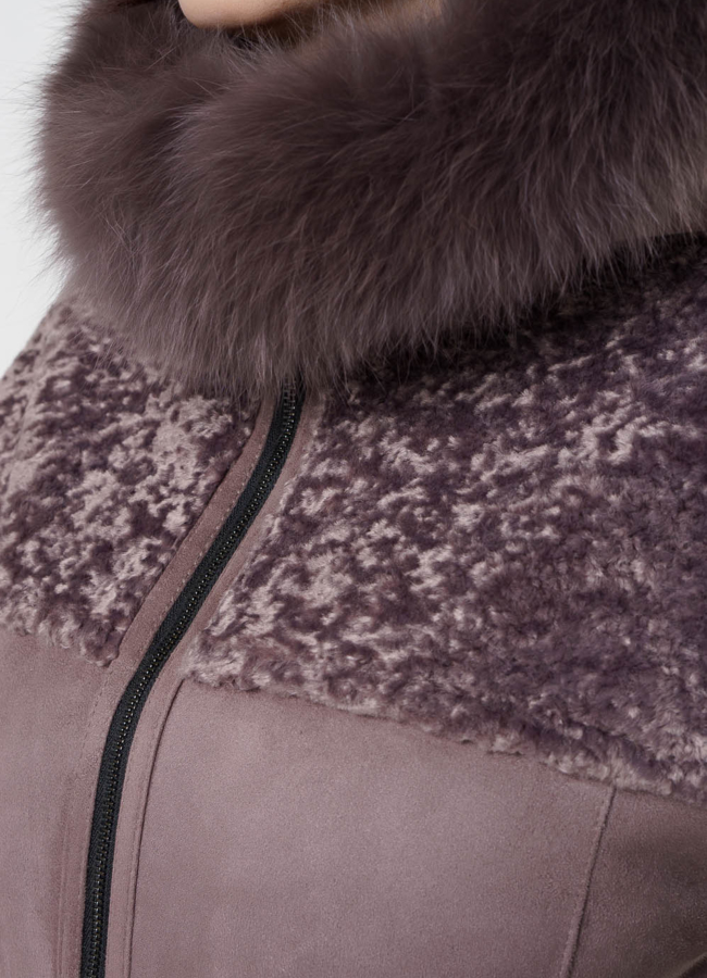 Дубленка из эко кожи с капюшоном модель № 82005 универмаг малина