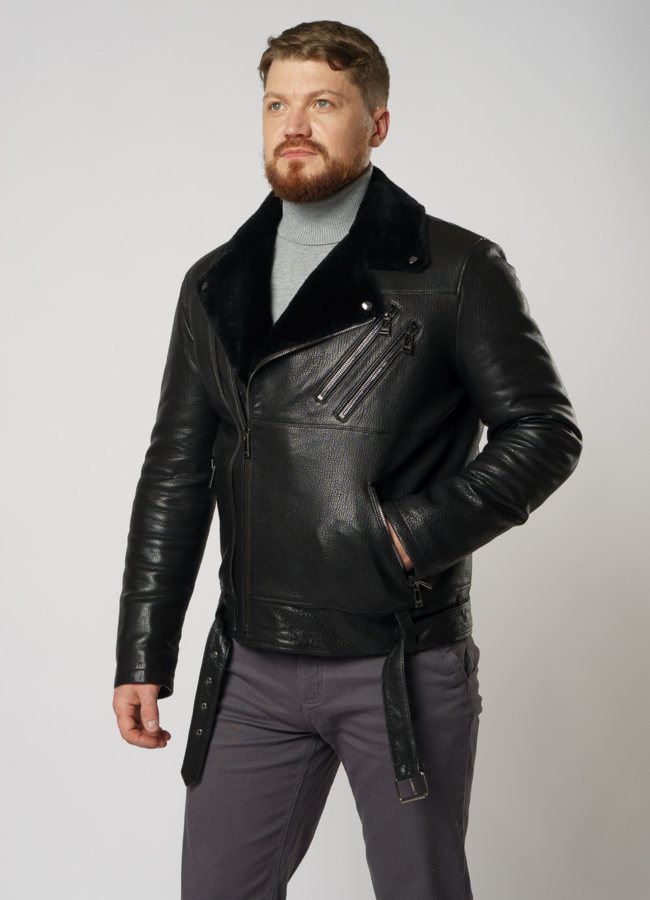 Дубленка с английским воротником на молнии модель № 4271 универмаг малина