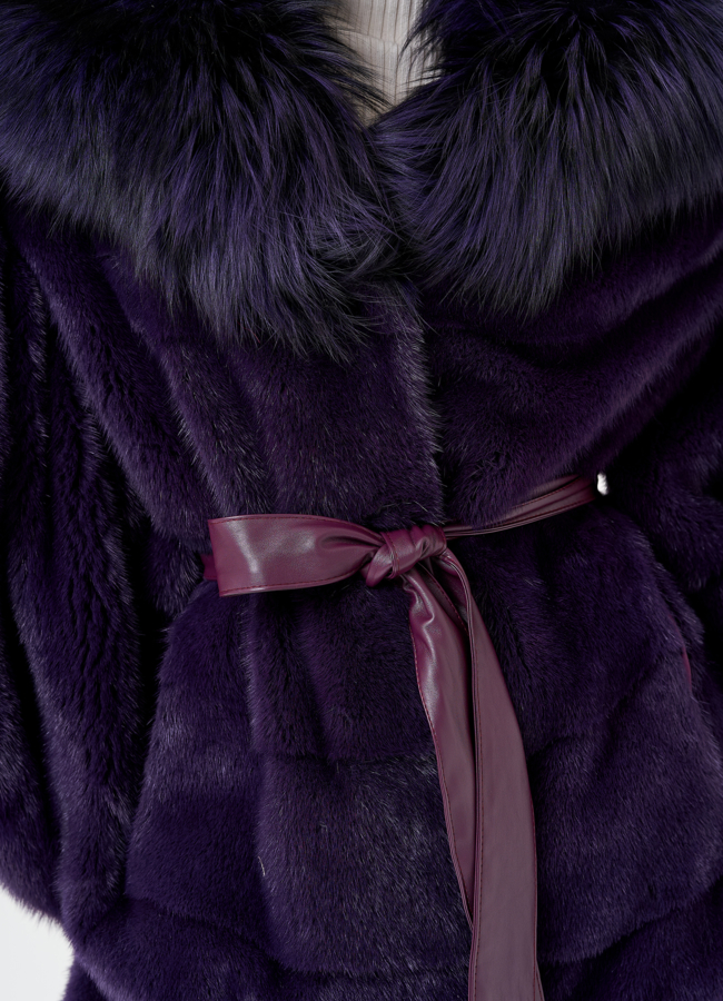 Норковая шуба фиолетового цвета модель № 1600 универмаг малина