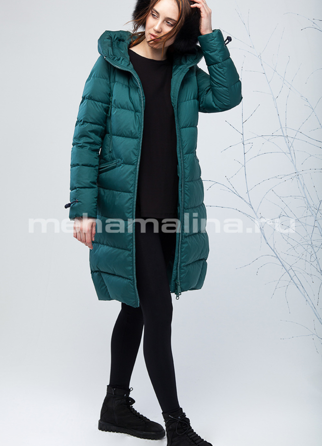 Удлиненный пуховик Clasna модель № П-165 универмаг малина