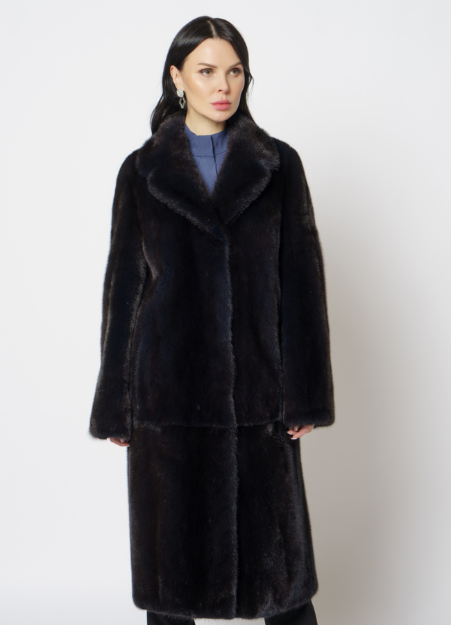 Норковая шуба с английским воротником модель № 16942 универмаг малина