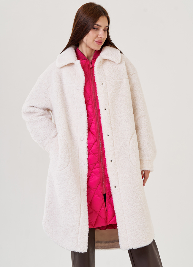 Пальто 2 в 1 из искусственного меха модель № 79220 универмаг малина