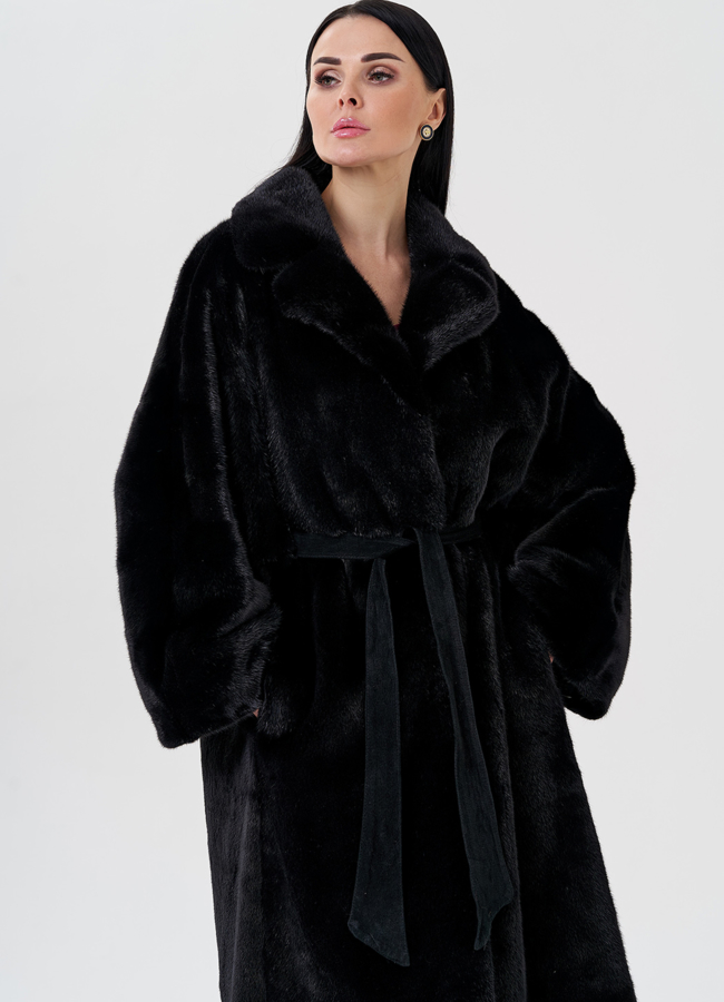 фото Шуба из норки с английским воротником  модель № 23986