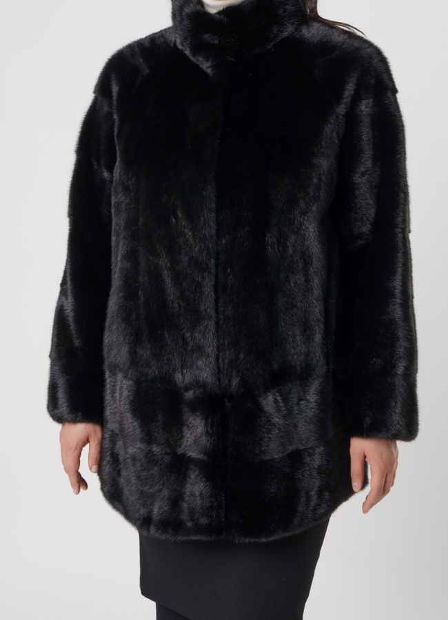 Шуба из норки авто леди в черном цвете модель № 4004 универмаг малина