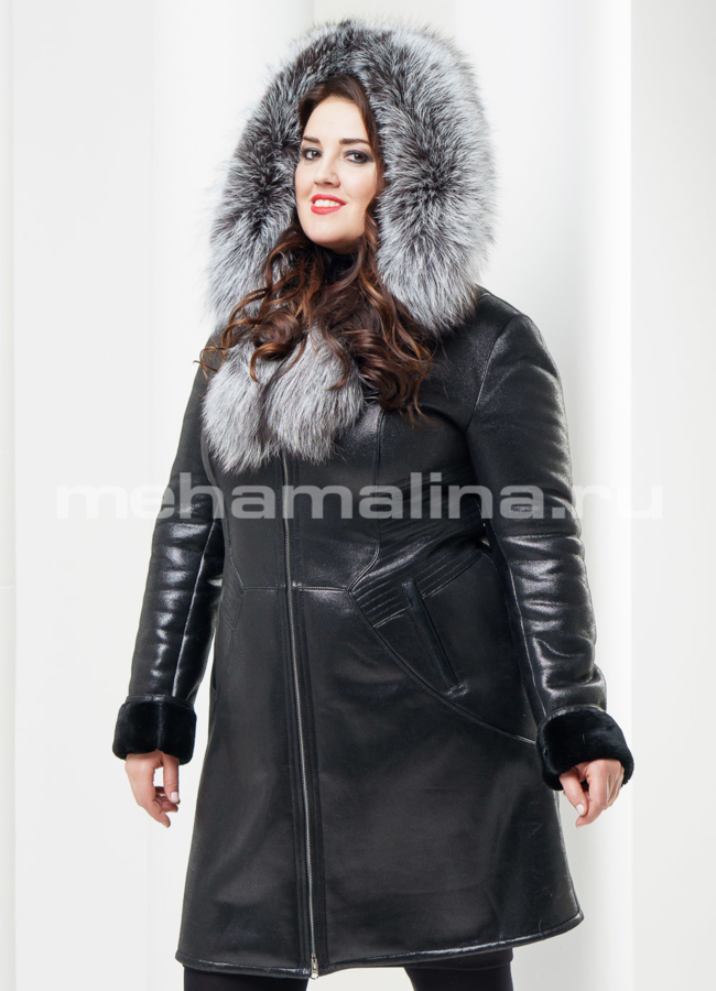 Дубленка с капюшоном модель № D-148 в кредит