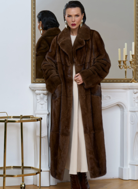 Длинная шуба из меха скандинавской норки