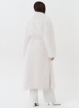 Длинная шуба из эко страуса