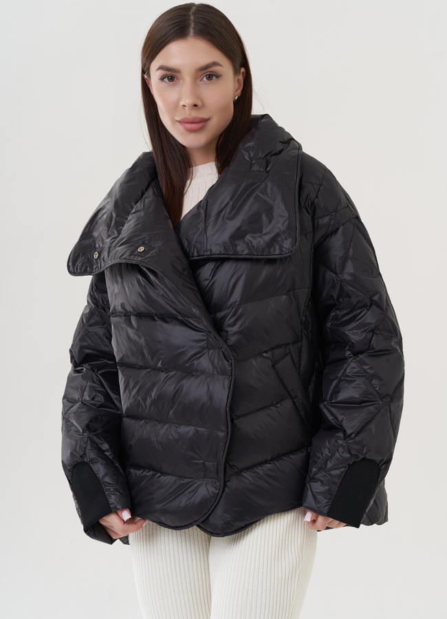 Пуховик женский оверсайз  модель № 25950 меха малина