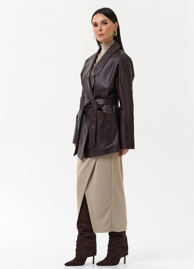 Куртка из натуральной кожи бордового цвета модель № 30046 универмаг малина Куртка из натуральной кожи бордового цвета модель № 30046 универмаг малина