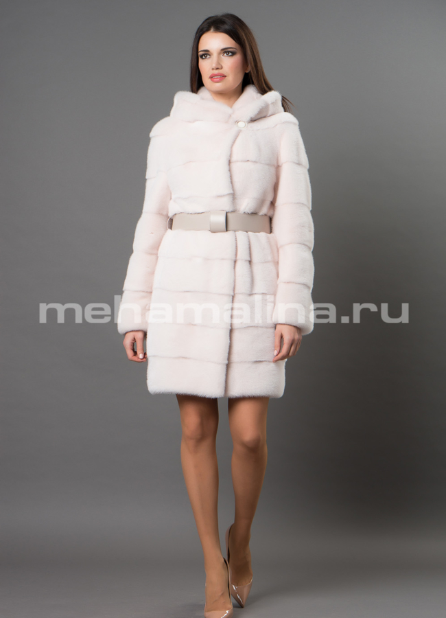 Белая норковая шуба модель № S-672 в рассрочку