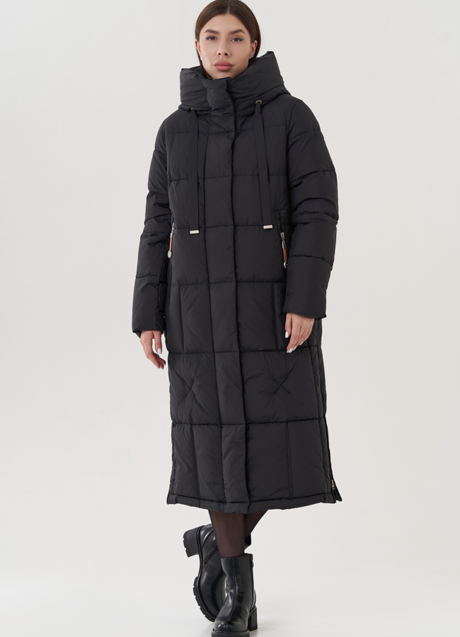 Женский пуховик с капюшоном  модель № 25448 меха малина