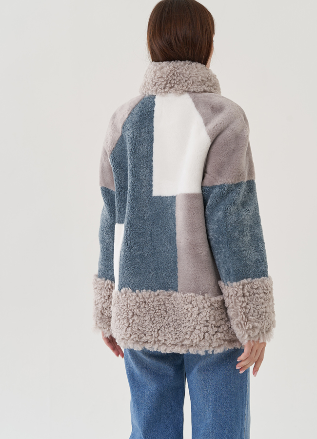 Куртка мультиколор из овечьей шерсти модель № 25415 универмаг малина