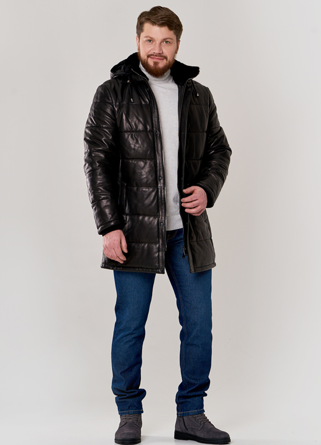 Длинный мужской пуховик модель № П-501 универмаг малина