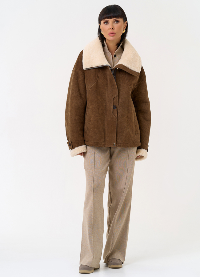 фото Женская натуральная дубленка в коричневом цвете модель № 31571 фото Женская натуральная дубленка в коричневом цвете модель № 31571